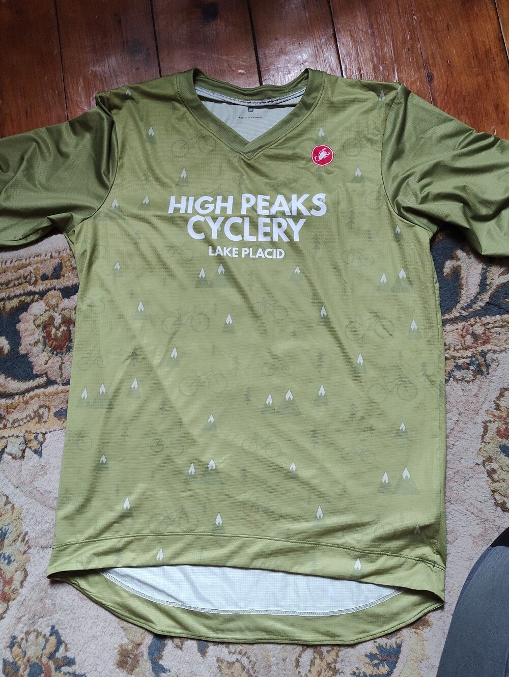 Castelli Trail Tec High Peaks Cyclery Lake Placid Olive Green Cycling Jersey Shi